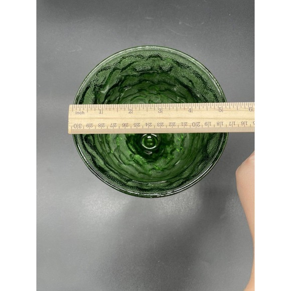 Vintage E. O. Brody Emerald Green Vase Urn Goblet Crinkle Glass Wavy Textured - Picture 7 of 7